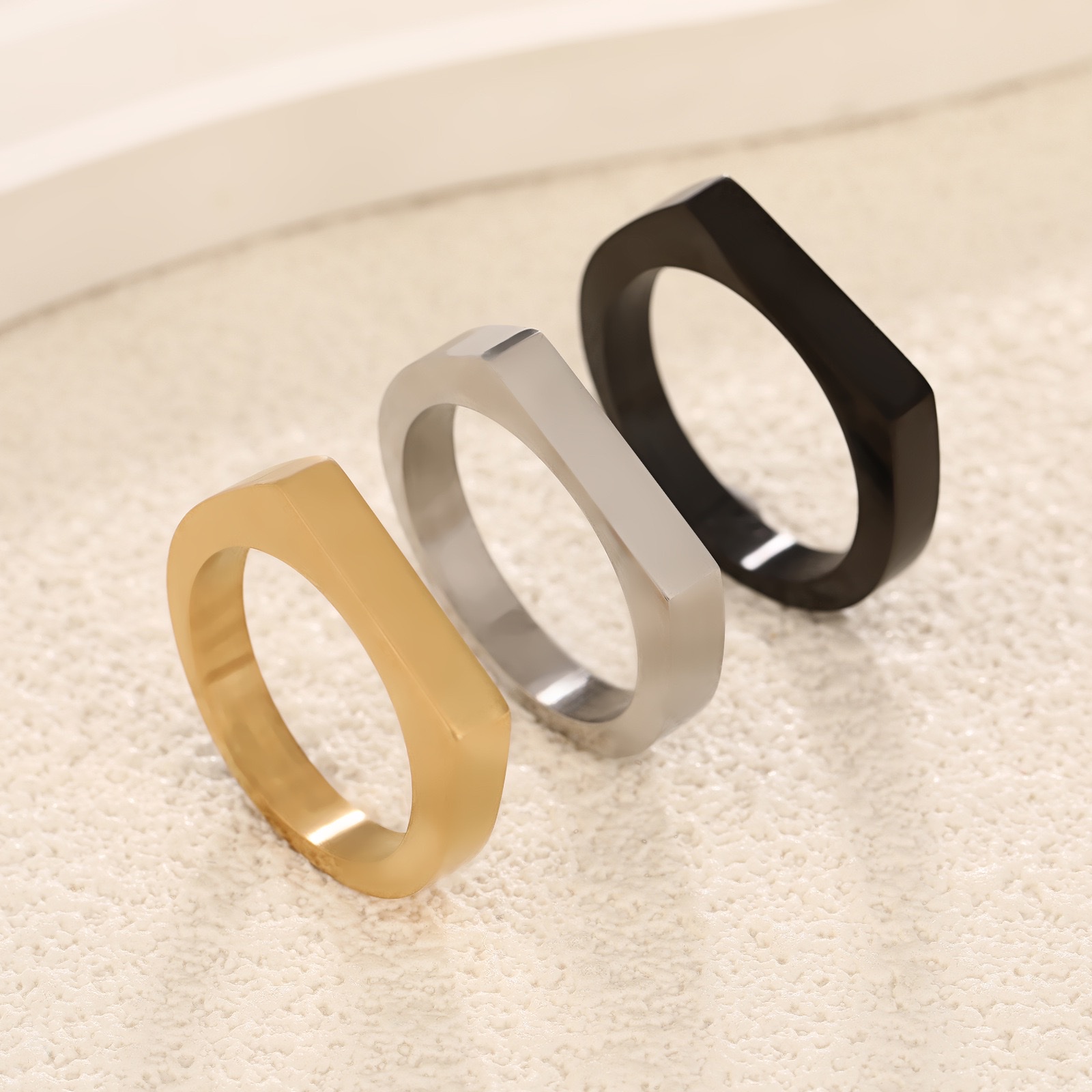 欧美亚马逊小众高级感钛钢戒指冷淡风气质指环手饰品批发 详情图1