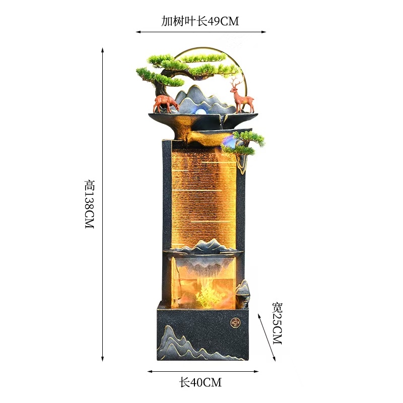 Resin water flow bonsai, flowing curtain wall, air humidifier, courtyard landscaping, entrance hall display, gift air humidifier, cute granules detail image 3