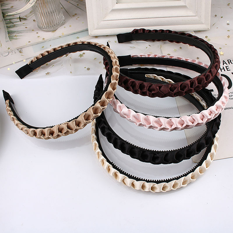 Elegant braided hairband for women, fine and toothed hair band, versatile headwear for washing face, retro and high-end style, fabric headband details Picture