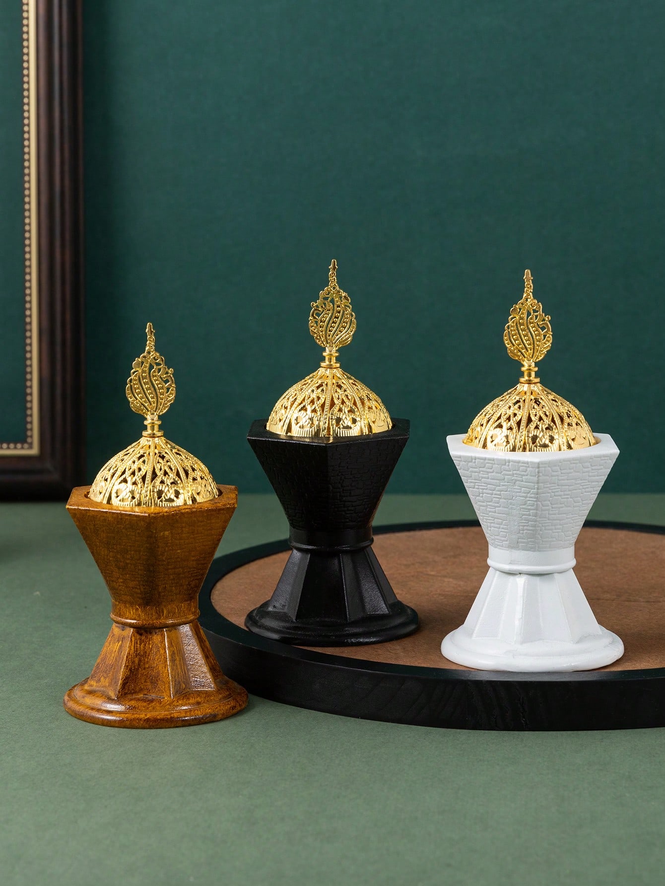 1PC树脂工艺品香薰炉简约现代 ，阿拉伯的熏香炉，装饰熏香炉，家居装饰，房间装饰，派对和节日装饰装饰烛台摆件