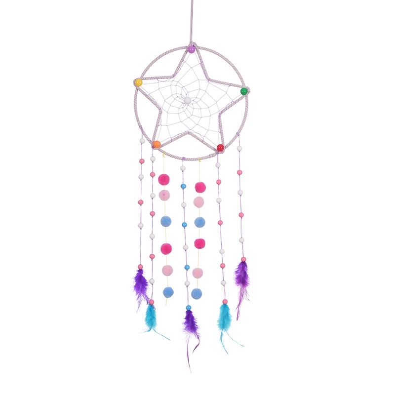 星星挂饰捕梦网手工DIY羽毛编织挂件可爱儿童房室内家居壁挂挂饰详情图4