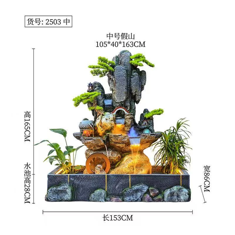 树脂流水盆景雾化假山家居装饰空气加湿庭院绿化水晶球水轮送礼玄关装饰细节图