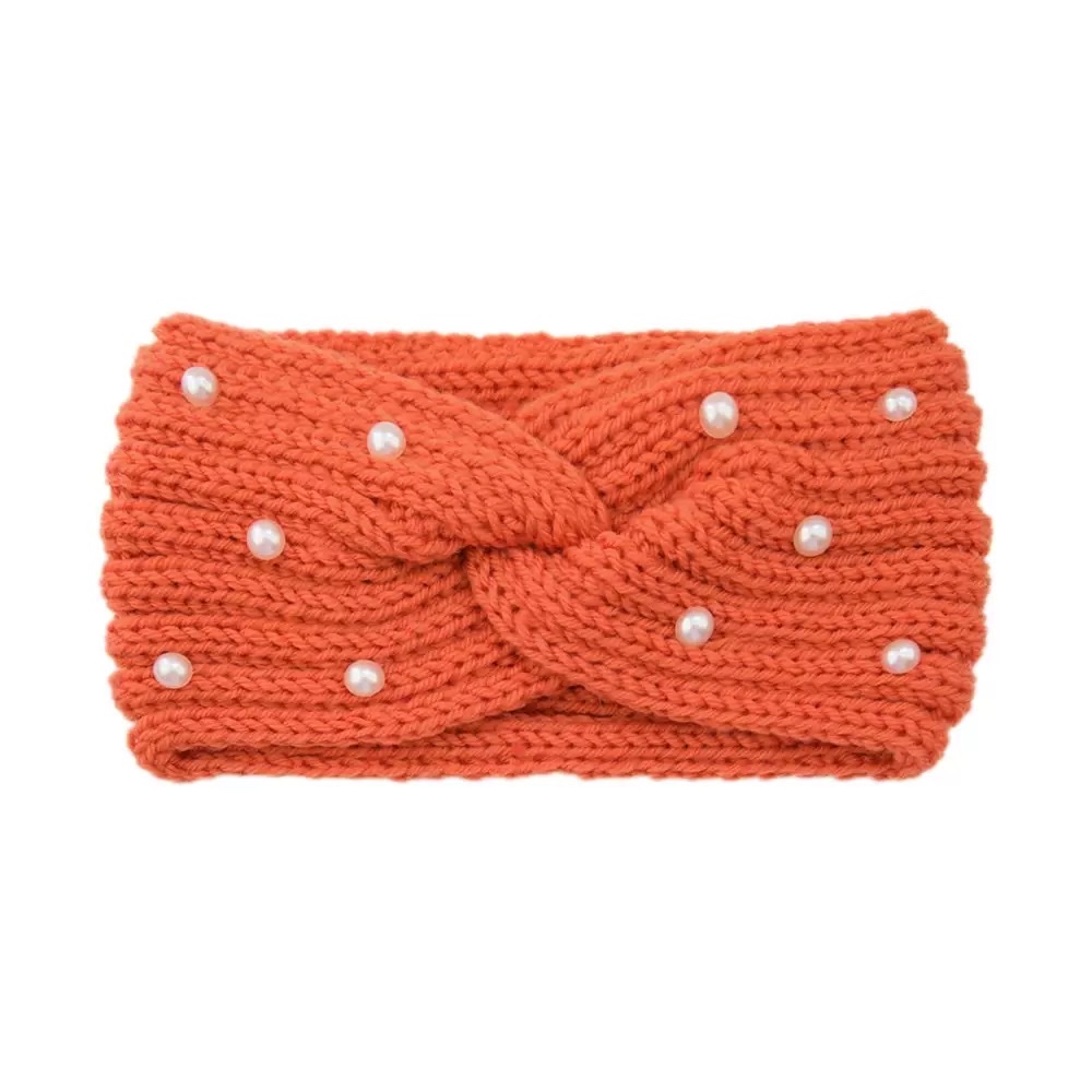 Cross-border pearl woolen crossed hair band, warm ear-protecting headband, knitted hair tie, yoga hair accessory, wide face mask detail image 5