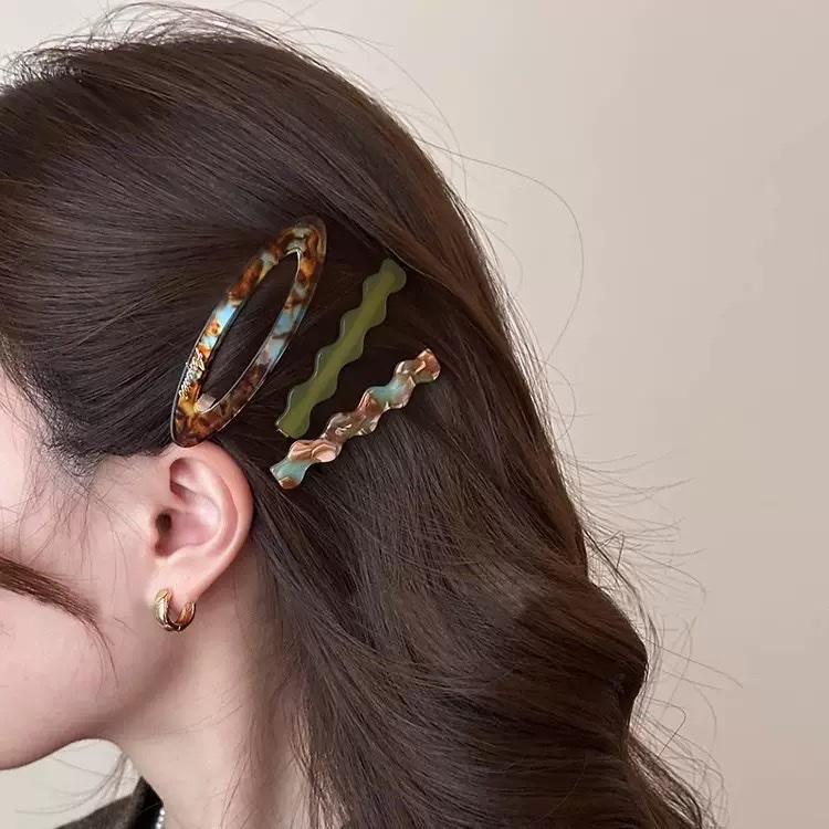 3个装醋酸发夹女2025新款高端前额刘海一字夹边夹侧边bb夹子头饰 发带欧美