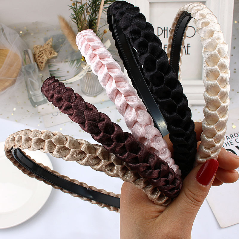 网红优雅编织发箍女辫子发箍细款带齿洗脸百搭头饰复古高级感气质布艺头箍 