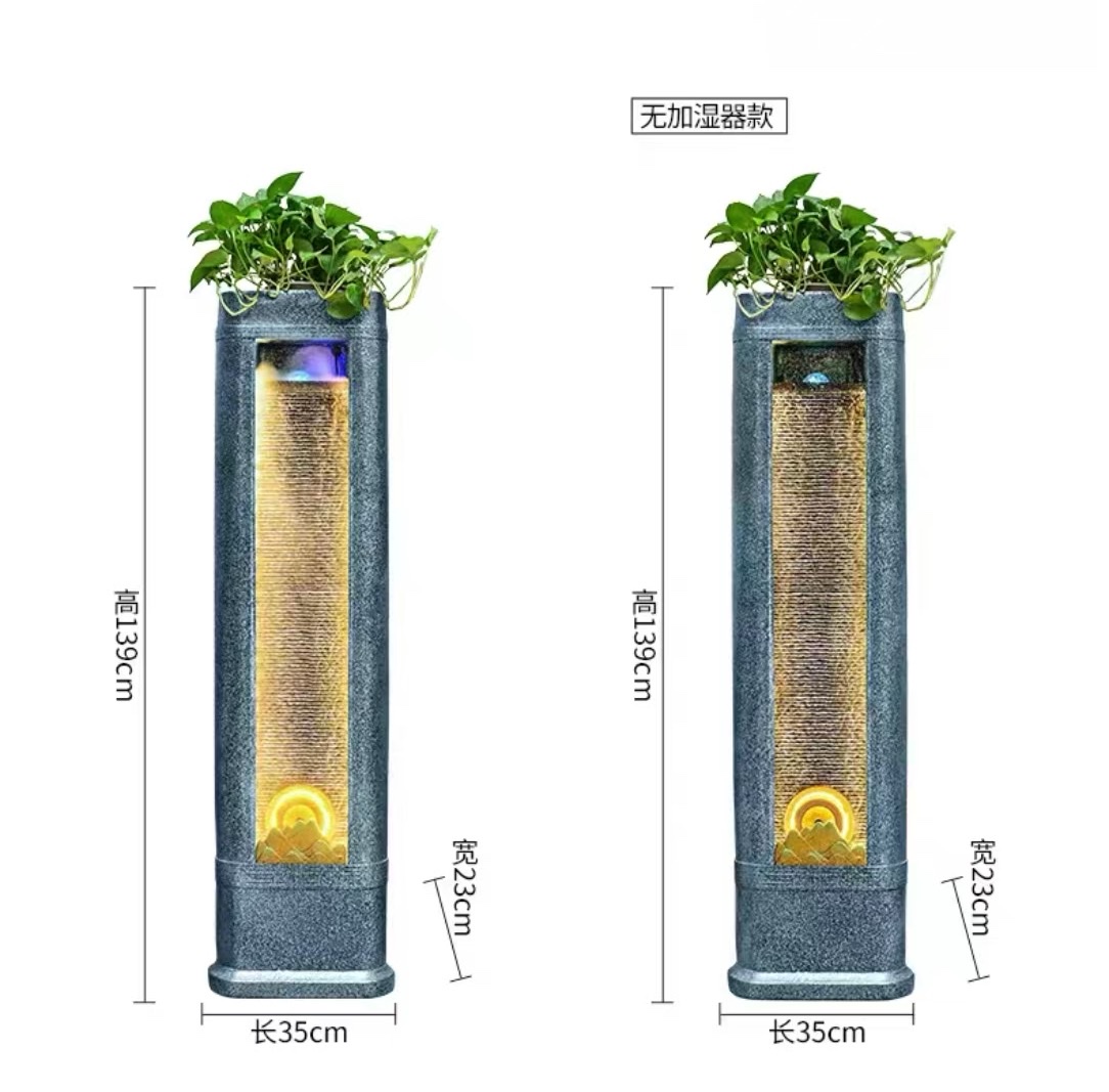 Resin water flow bonsai, flowing curtain wall, air humidifier, courtyard landscaping, entrance hall display, gift air humidifier, cute granules detail image 7