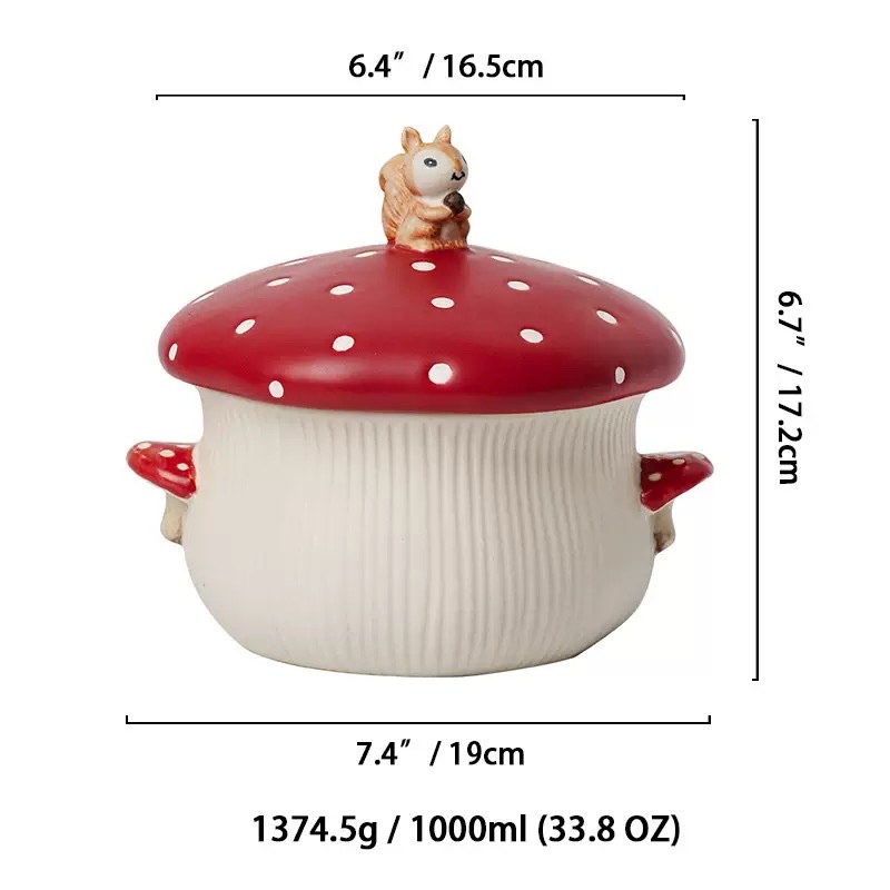Nuevos modelos INS wind girl heart underglaze color alto nivel de apariencia cerámica rojo champiñones cubiertos tazas cuenco de arroz cuenco de fideos cuenco de ensalada detail image 9
