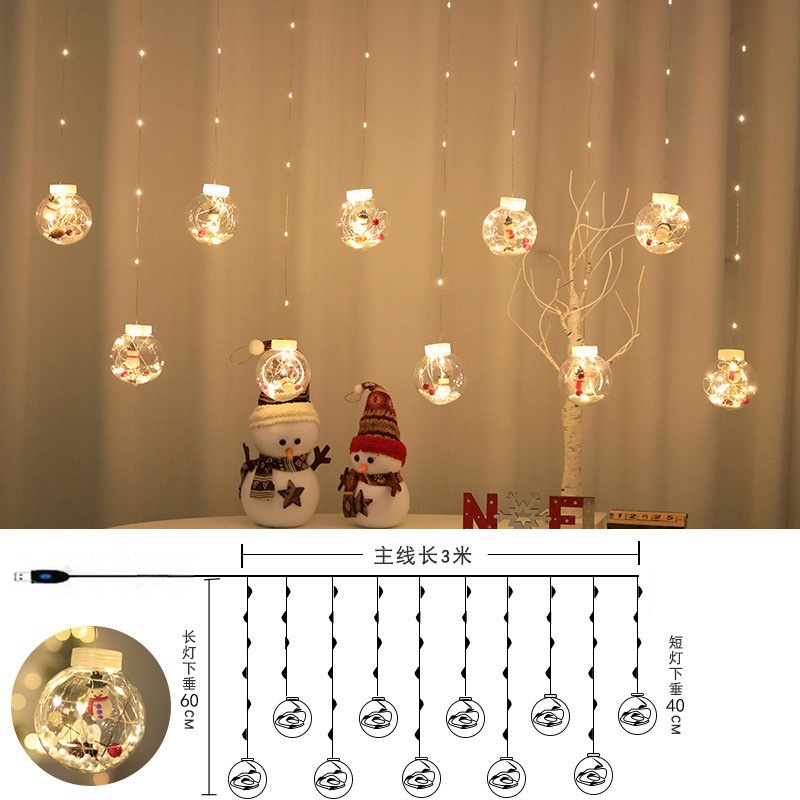 Customized cross-border Christmas wish balls, snowmen, Christmas tree lights, window displays, festival decorations, copper wire lights, LED curtain lights, strings of Christmas balls details Picture