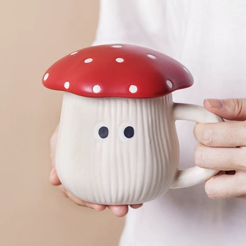 Nuevos modelos INS wind girl heart underglaze color alto nivel de apariencia cerámica rojo champiñones cubiertos tazas cuenco de arroz cuenco de fideos cuenco de ensalada Application Scenario