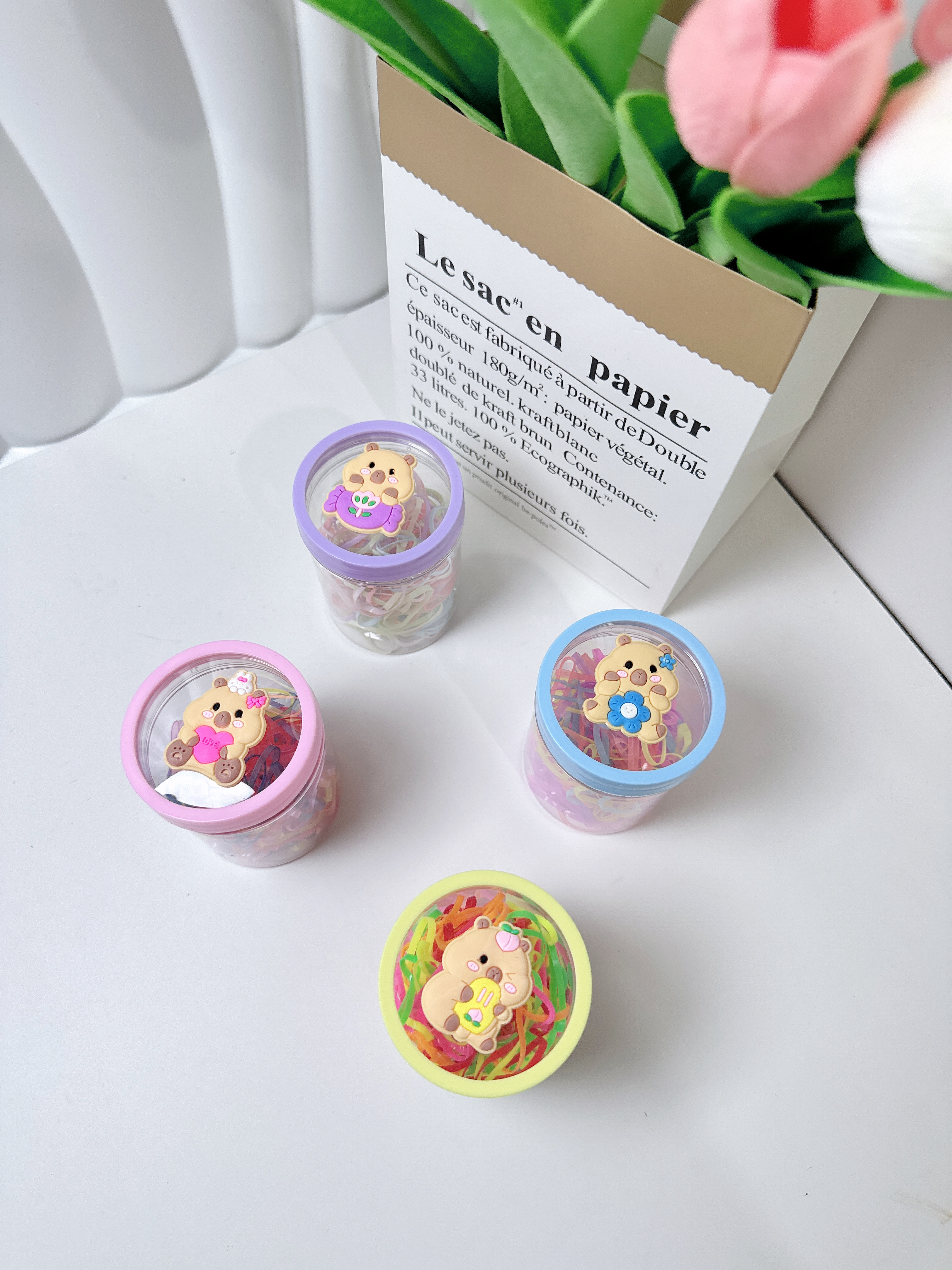 Colorful disposable rubber bands, children's hair non-damaging hair ties, high-elasticity and durable hair bands, little girls' hair ties, hair accessories detail image 3