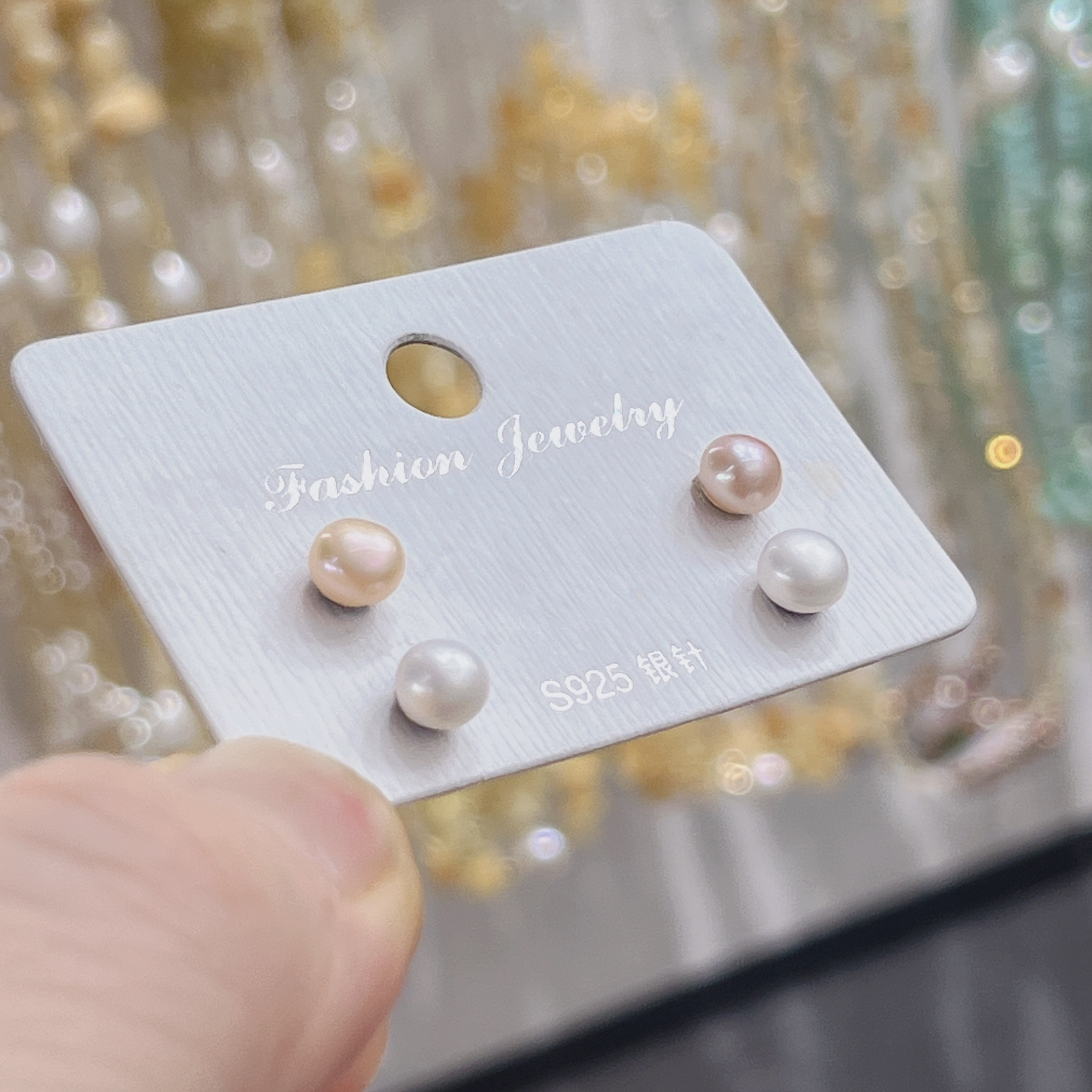 Yunyi Shijia freshwater pearl stud earrings, approximately 5-6mm in diameter, S925 silver needle, white natural pearl stud earrings, pearl earrings and accessories detail image 7