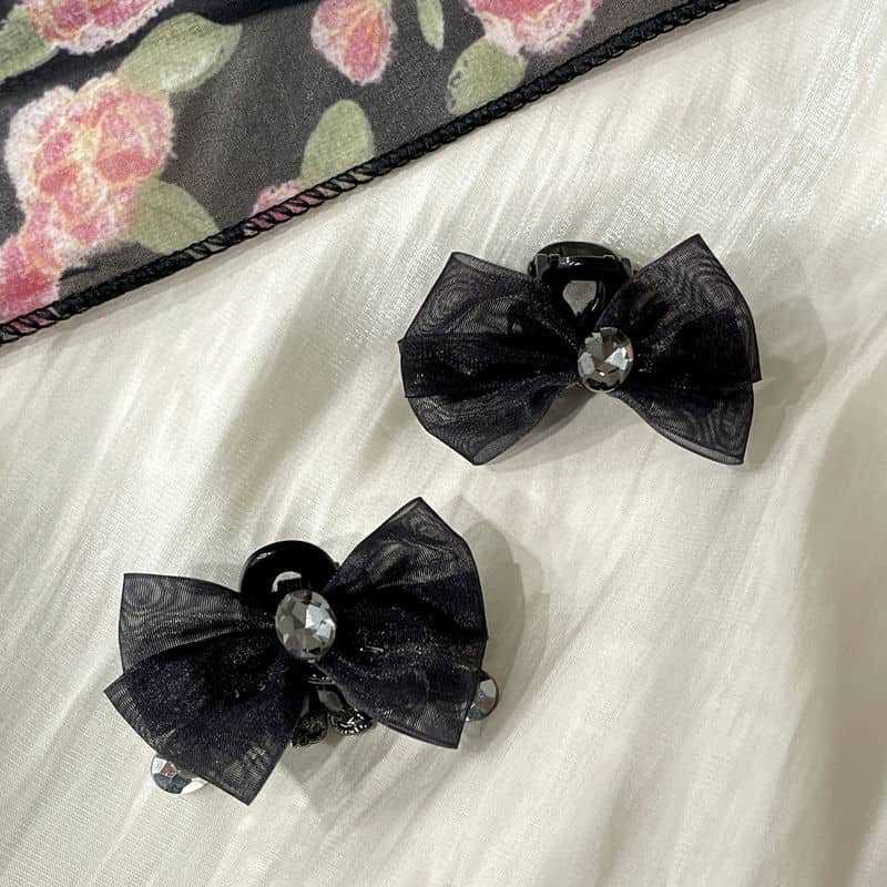 High-end and elegant black butterfly AB side mesh, butterfly diamond, AB side bangs, side clips, broken hair clips, hair accessories, hair clips, grabbers details Picture