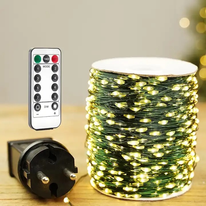 Cross-border remote control Christmas tree light strings, green wires, copper wires, star string lights, starry sky, green plants, Christmas vines, garlands, Christmas tree decorations, Christmas supplies