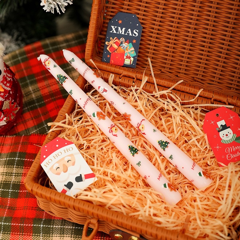 Christmas scented candles, European-style printed long wax rods, cartoon and cute atmosphere decorations, home photography ornaments detail image 12