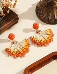 饰品耳饰耳钉手工编织拉菲草耳环时尚简约气质百搭优雅潮流配饰女款耳饰饰品耳钉