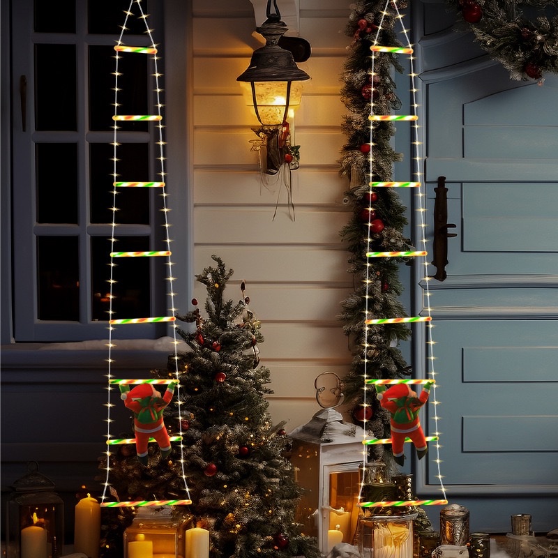 Christmas Santa Claus ladder LED hanging light, Christmas decorative ladder light, outdoor waterproof eave decorative color light string Application Scenario