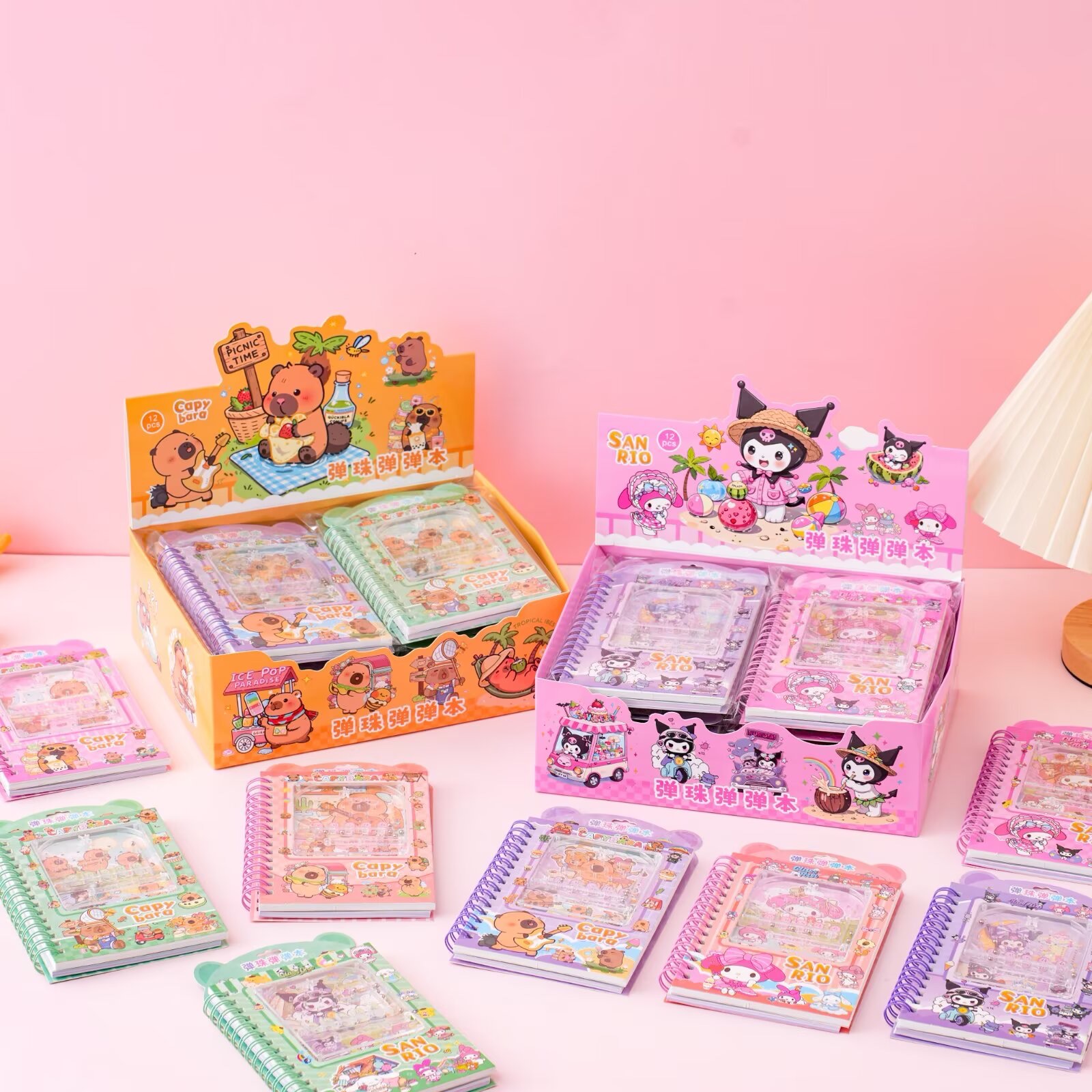 儿童卡通线圈弹珠弹弹本手帐免裁剪贴纸线圈卡皮巴拉防水贴纸益智类创意贴画本SS-207