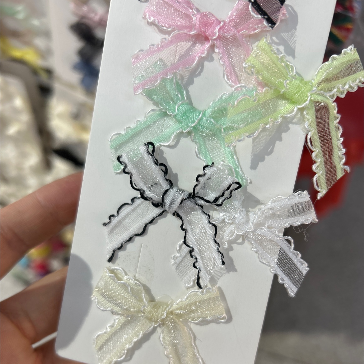 蝴蝶结涤纶圣诞老人辅料装饰材料，头饰辅料蝴蝶结辅料细节图