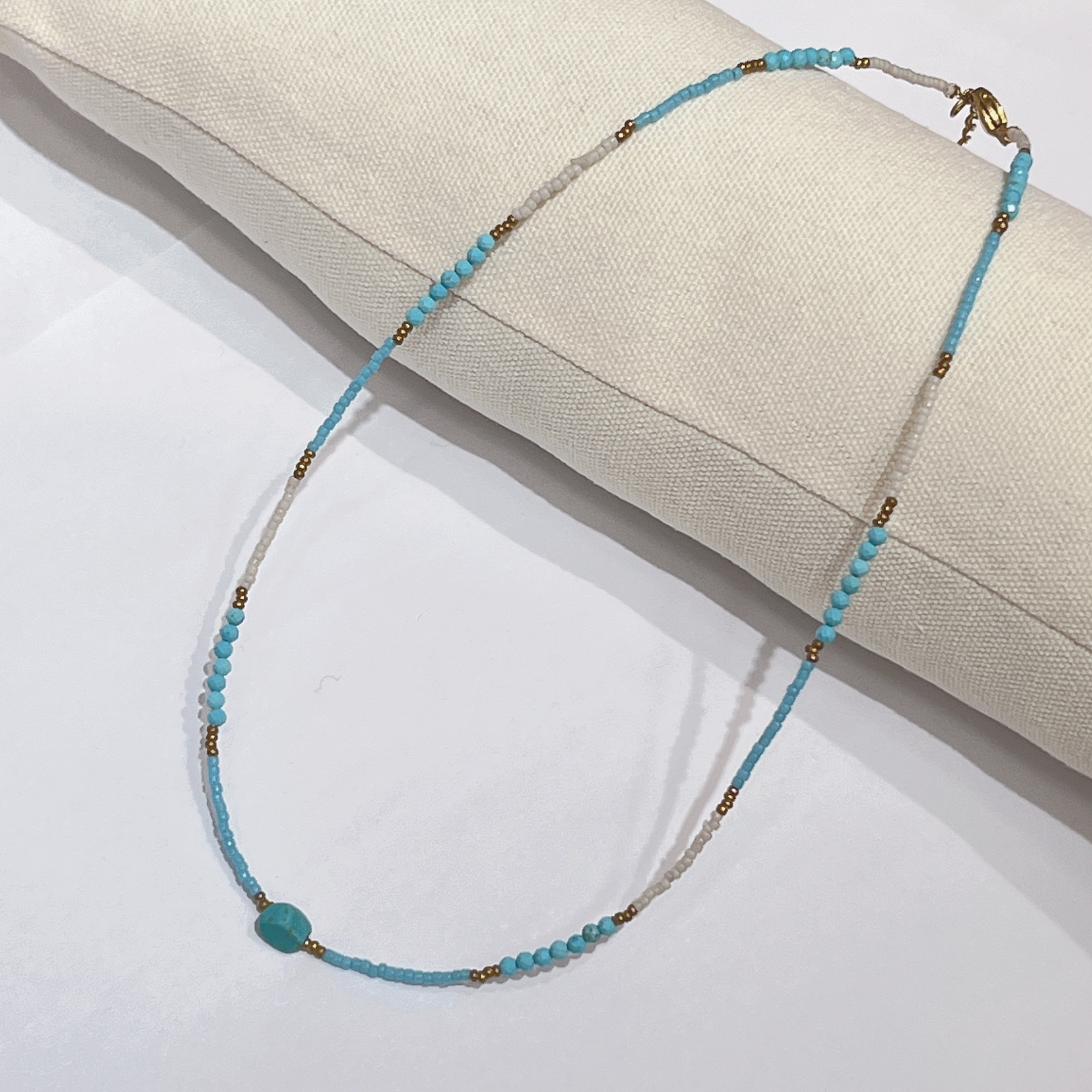 云逸饰家 轻奢风蓝松石搭手链项链天然小众串珠气质少女百搭项链白底实物图