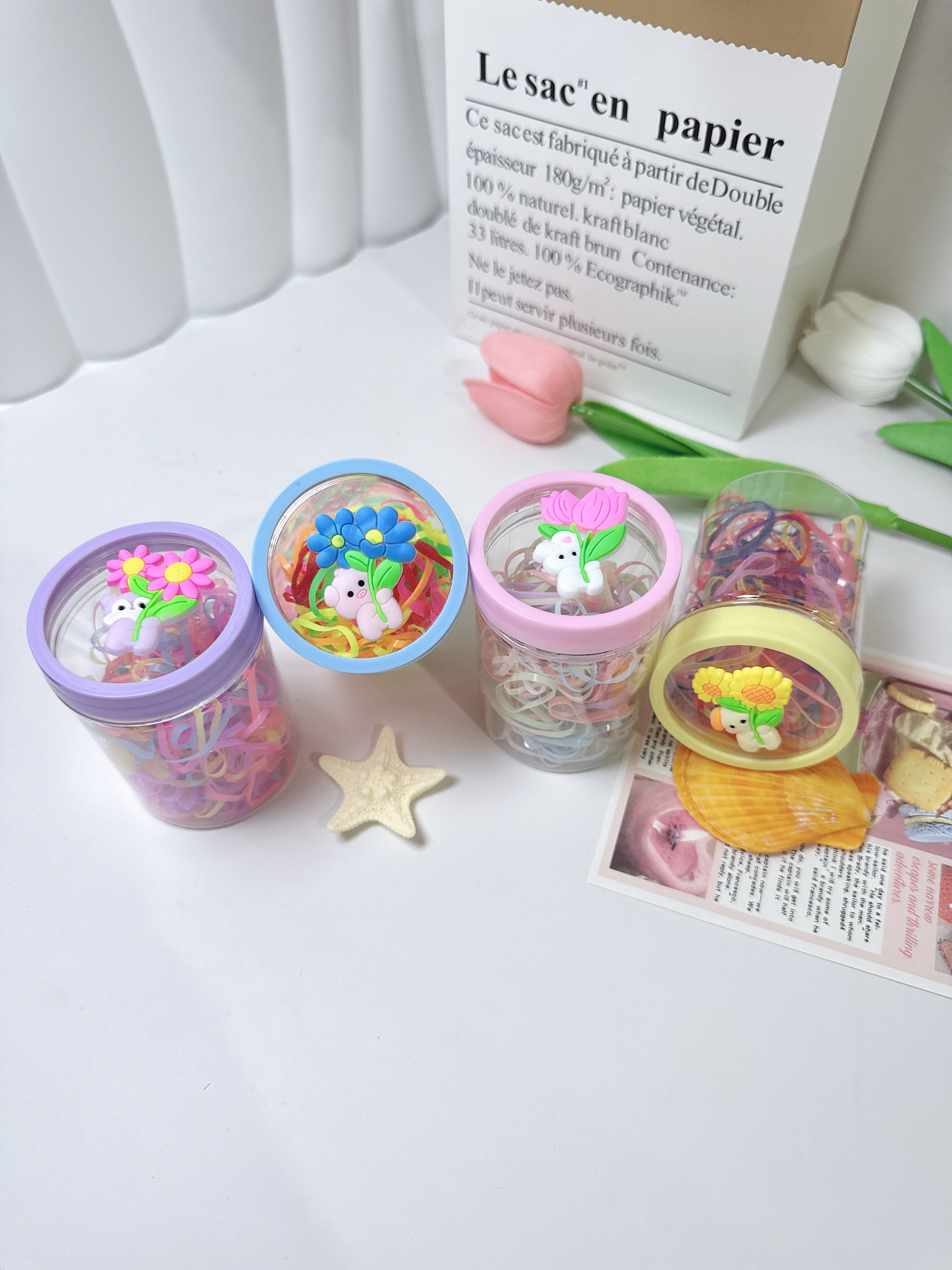 Colorful disposable rubber bands, children's hair non-damaging hair ties, high-elasticity and durable hair bands, little girls' hair ties, hair accessories detail image 2