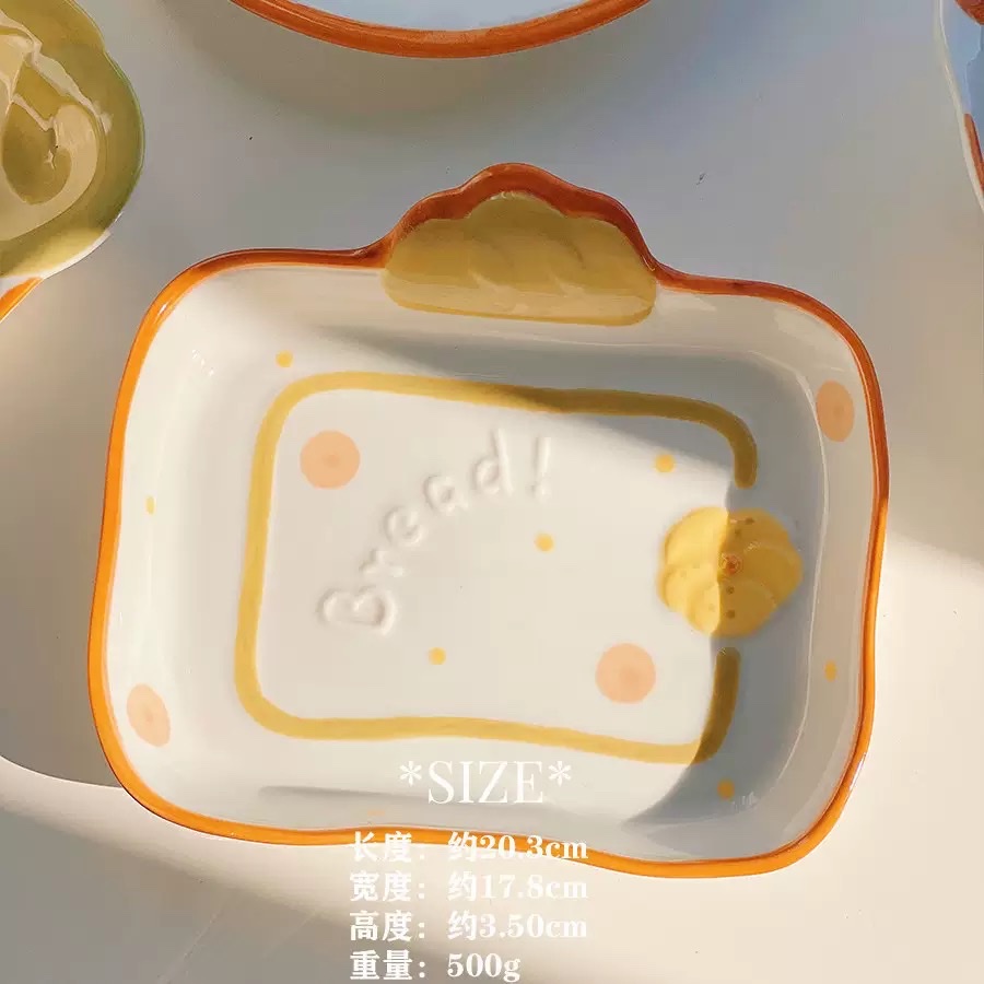 Cute bread, ceramic tableware, household bowls, desserts, cookies, bread, high appearance level, round plates, rice bowls, spoons, plates, dinner plates detail image 10