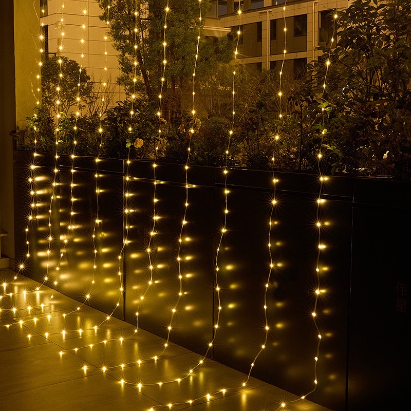 led light, leather line, curtain light string, cross-border new USB remote control color light, outdoor flowing water curtain light, atmosphere decoration, Christmas tree, Christmas products Application Scenario