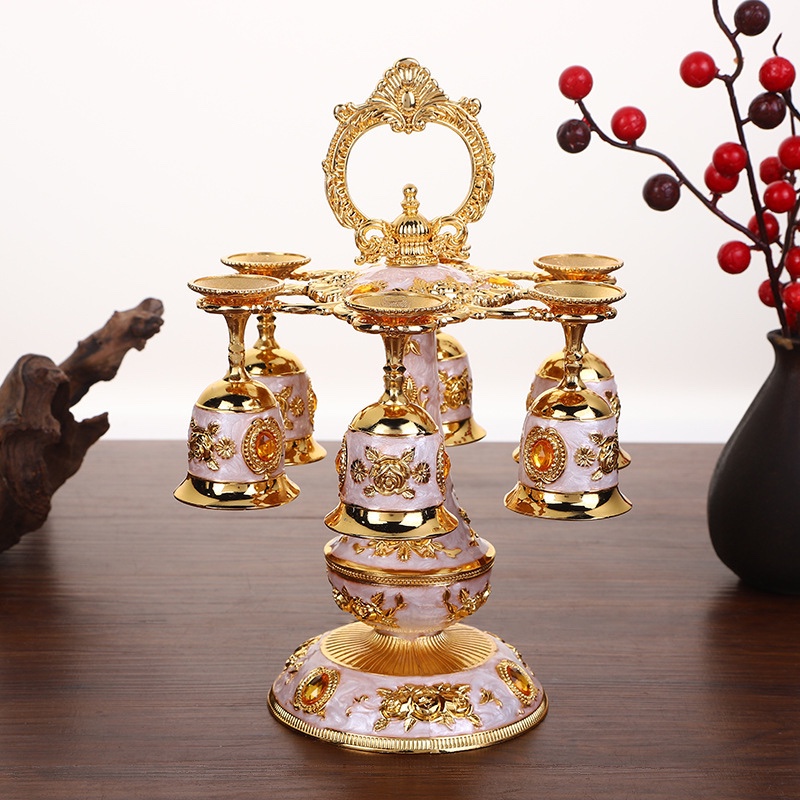 定制北欧风酒杯架玫瑰花酒杯架酒店时尚简约酒杯架金属酒杯架套装