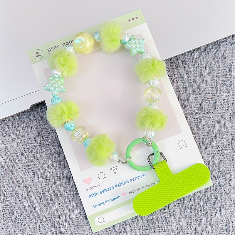 可爱毛球星星贝壳手链手机挂耳机套挂饰包包挂件钥匙扣挂件 钥匙扣钥匙扣详情图7