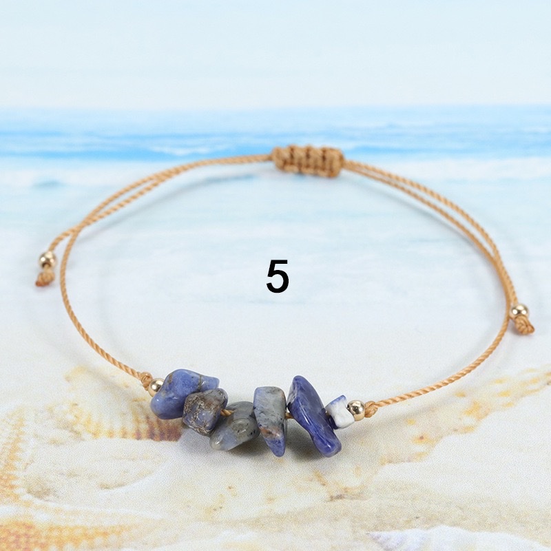 跨境热销碎石手链夏季款不规则原石蜡线编织手链手串饰品详情图6