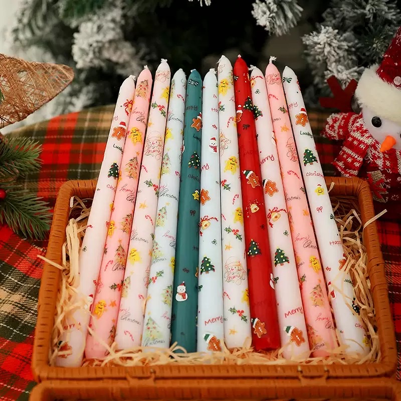 Christmas scented candles, European-style printed long wax rods, cartoon and cute atmosphere decorations, home photography ornaments Application Scenario