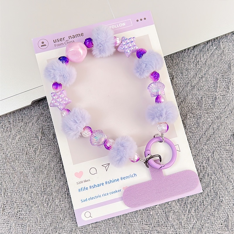 可爱毛球星星贝壳手链手机挂耳机套挂饰包包挂件钥匙扣挂件 钥匙扣钥匙扣详情图8