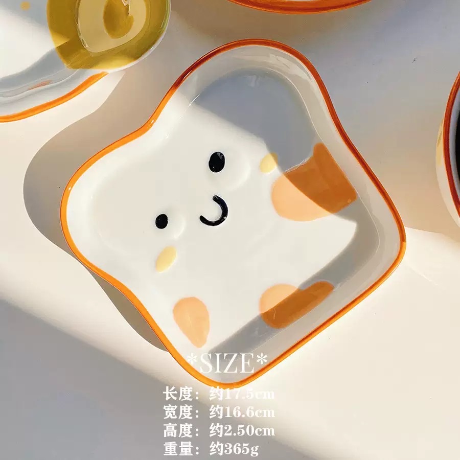 Cute bread, ceramic tableware, household bowls, desserts, cookies, bread, high appearance level, round plates, rice bowls, spoons, plates, dinner plates detail image 8