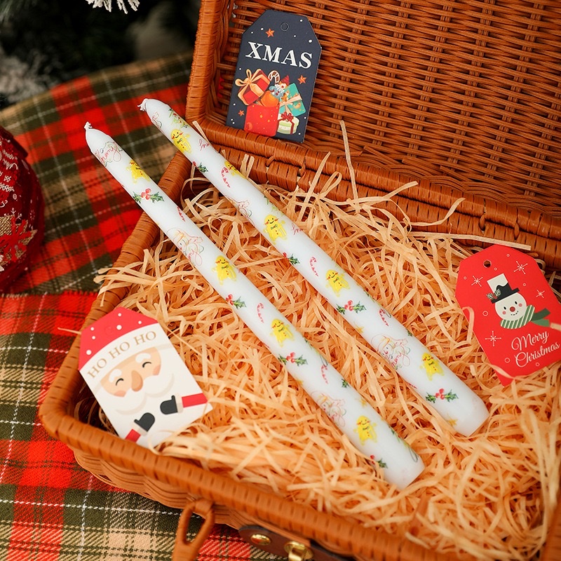 Christmas scented candles, European-style printed long wax rods, cartoon and cute atmosphere decorations, home photography ornaments detail image 10