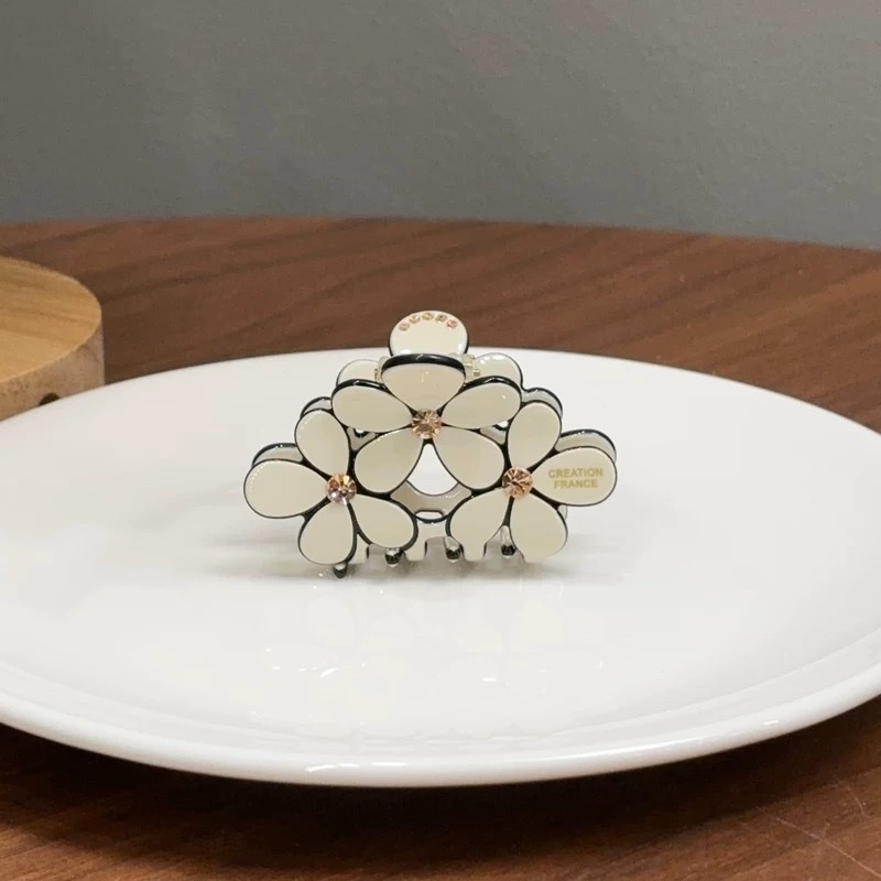 韩国东大门进口女典雅半扎小抓夹法式醋酸镶砖花朵后脑勺盘发发抓发夹抓夹