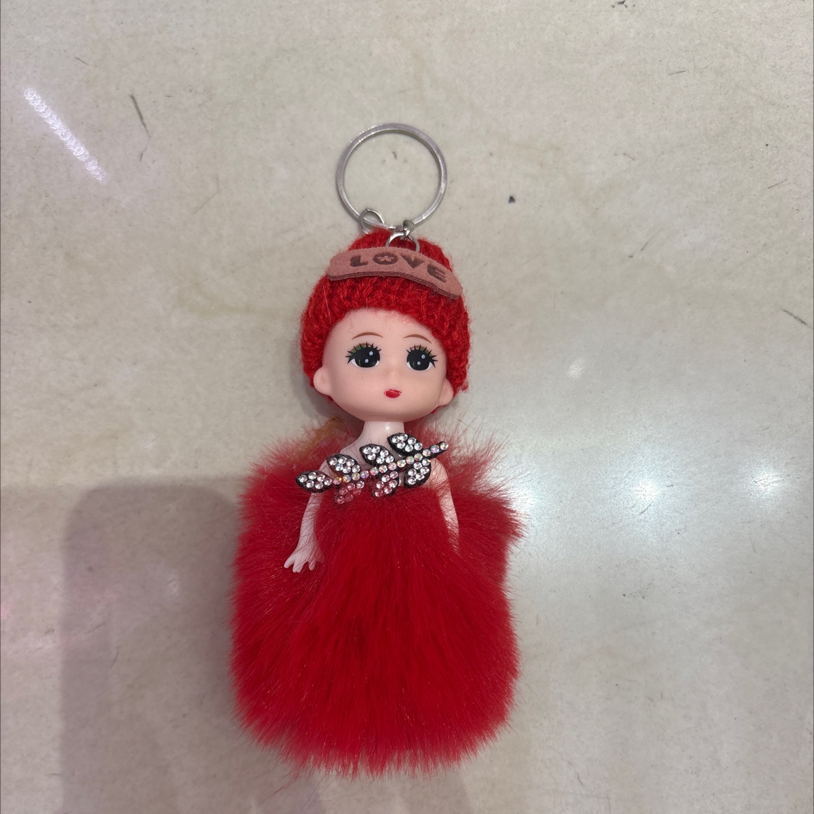 毛绒钥匙扣车钥匙扣透明衣服款可爱挂件时尚潮流配件