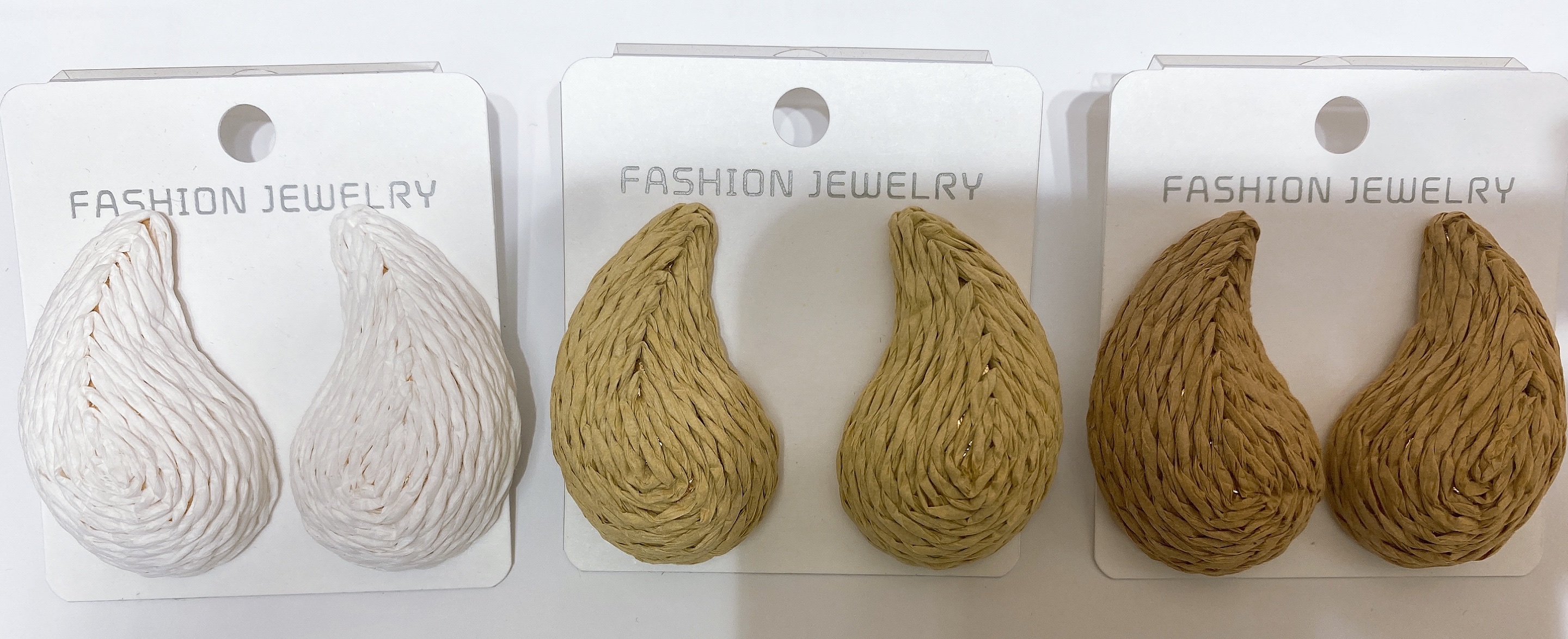 新款波西米亚度假风手工彩色拉菲草编织耳环服饰品