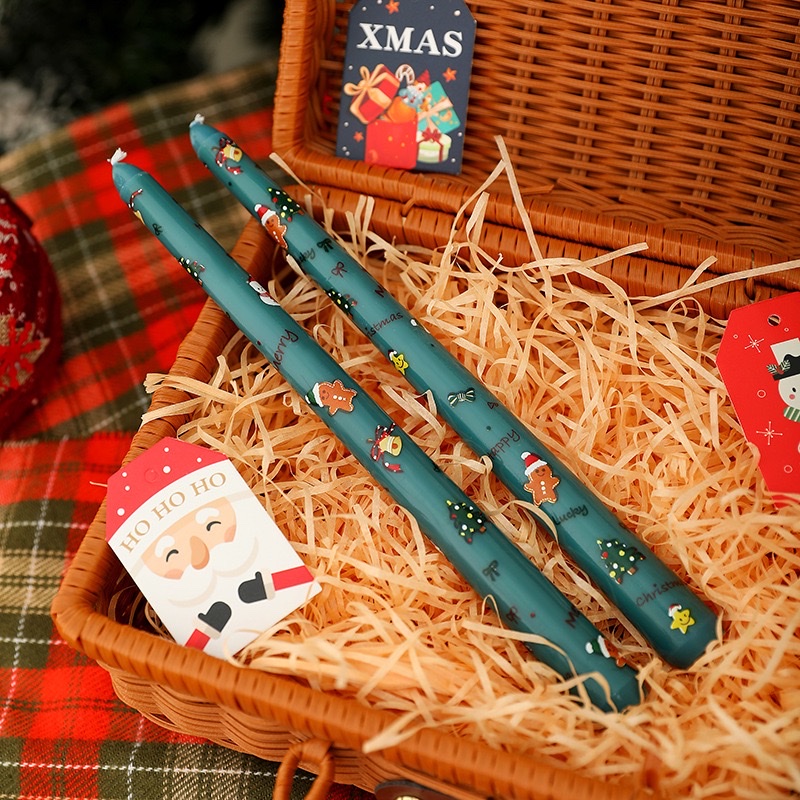 Christmas scented candles, European-style printed long wax rods, cartoon and cute atmosphere decorations, home photography ornaments detail image 15