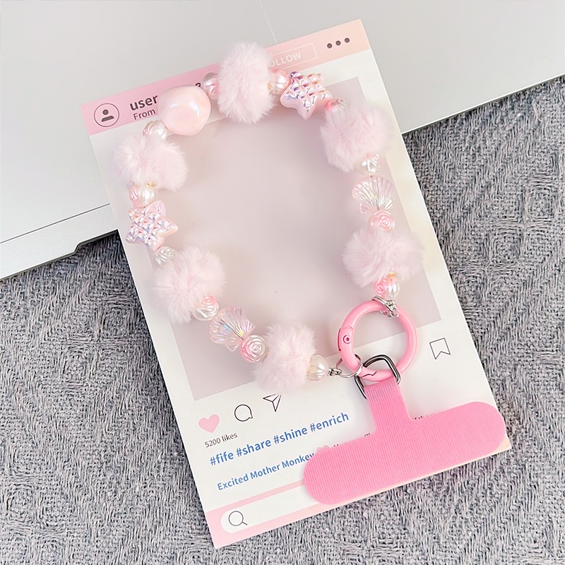 可爱毛球星星贝壳手链手机挂耳机套挂饰包包挂件钥匙扣挂件 钥匙扣钥匙扣详情图5