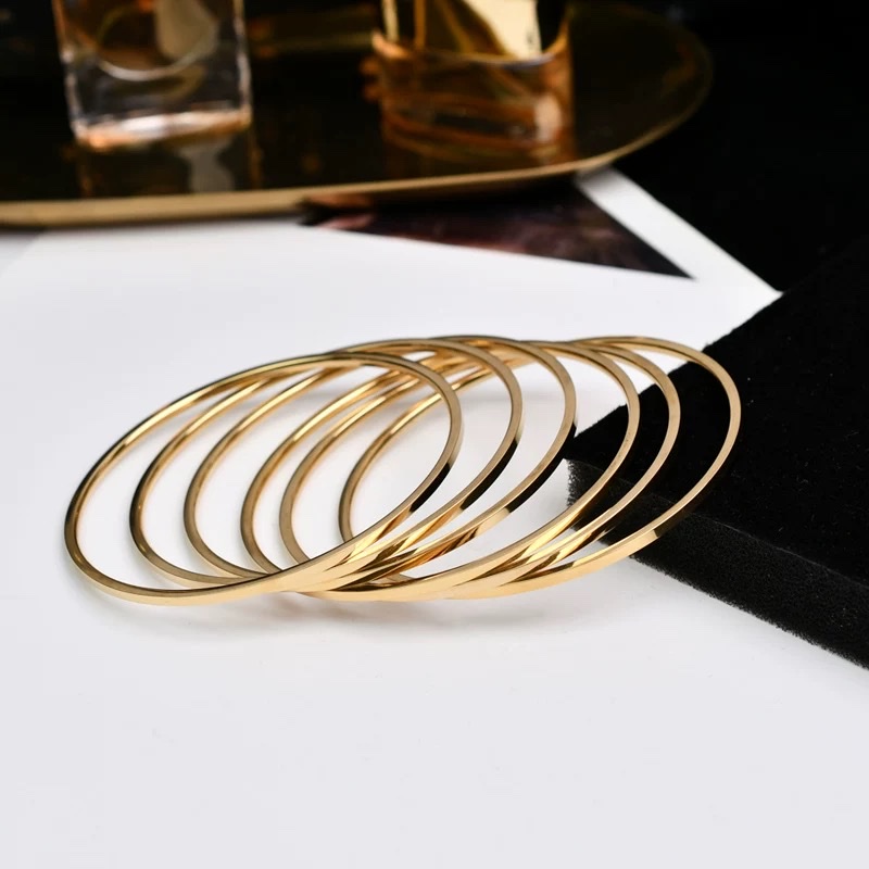 欧美风钛钢时尚组合圆圈手镯