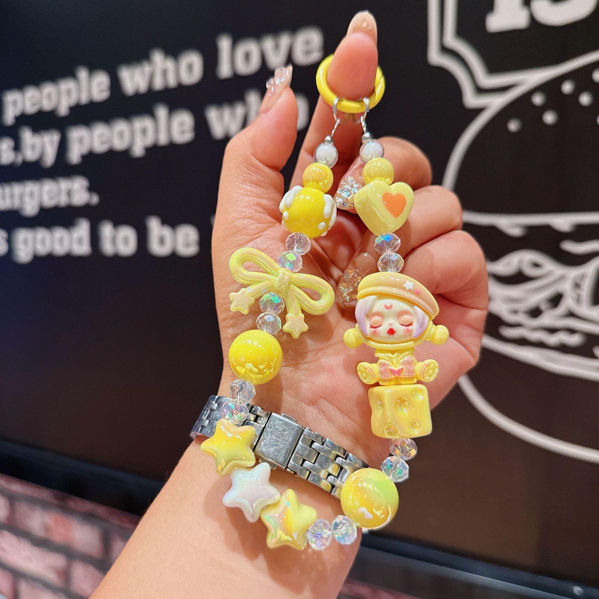 萌粒短款手机链女时尚包挂水晶手机链子可爱简约潮流手机挂饰手机链女短款时尚