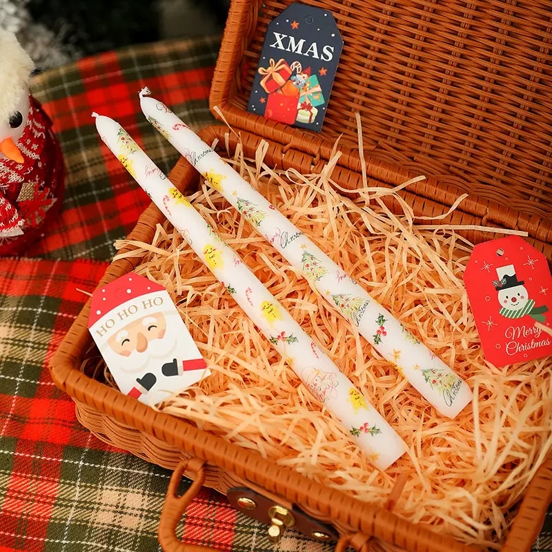 Christmas scented candles, European-style printed long wax rods, cartoon and cute atmosphere decorations, home photography ornaments detail image 3