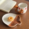 Cute hand-painted squirrel coffee cups and plates, underglaze colored irregular ceramic afternoon tea cups and plates, creative mugs and water cups Specification image
