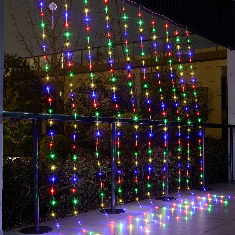 led light, leather line, curtain light string, cross-border new USB remote control color light, outdoor flowing water curtain light, atmosphere decoration, Christmas tree, Christmas products Item Picture