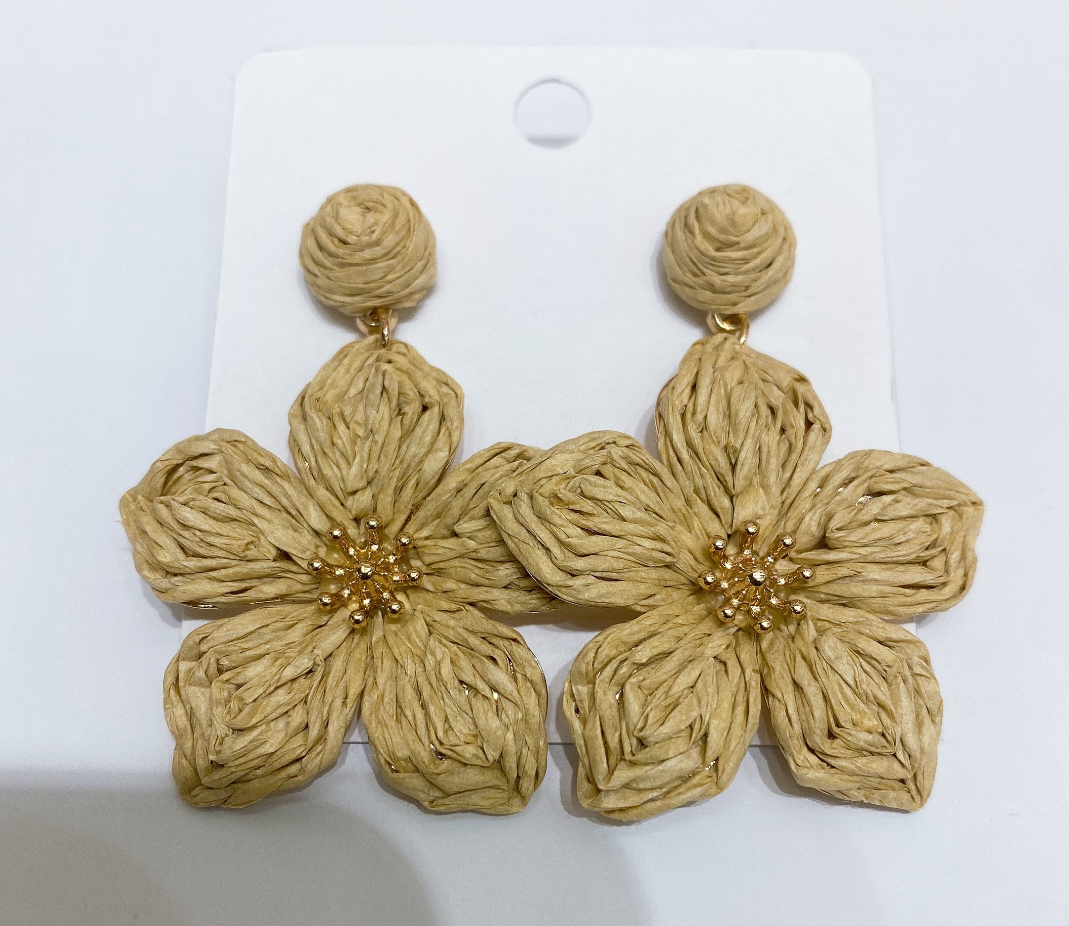 彩色编织花朵耳钉女2025新款度假风高级感耳环夏日多巴胺气质耳饰 