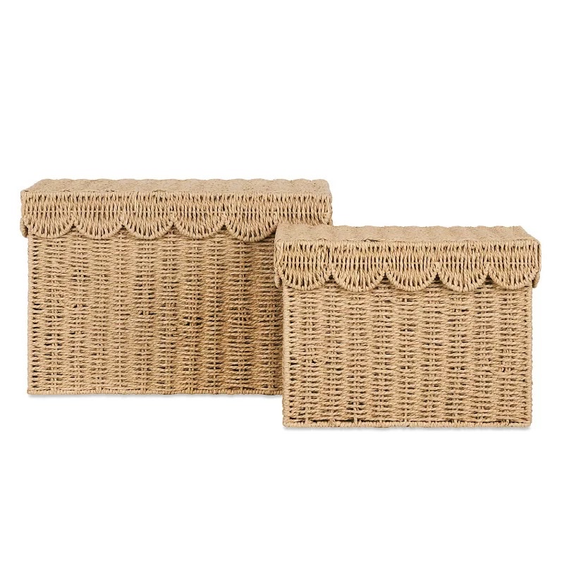 SyooHome纸绳编织收纳篮杂物收纳筐儿童玩具收纳杂物盒居家编织收纳