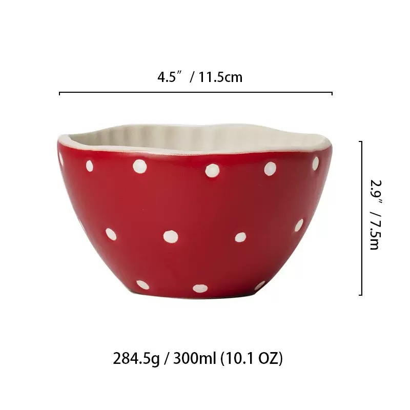 Nuevos modelos INS wind girl heart underglaze color alto nivel de apariencia cerámica rojo champiñones cubiertos tazas cuenco de arroz cuenco de fideos cuenco de ensalada detail image 5