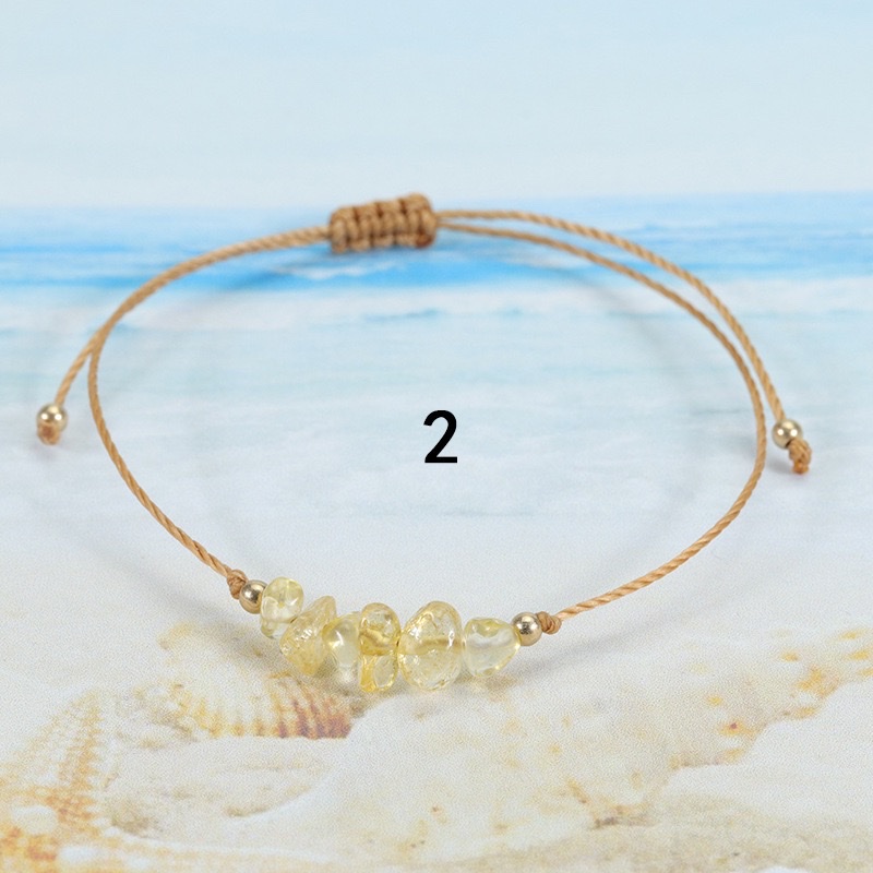 跨境热销碎石手链夏季款不规则原石蜡线编织手链手串饰品详情图3