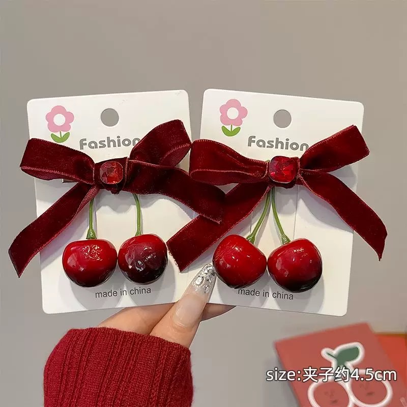 发夹抓夹滴油发卡蝴蝶结发饰简约百搭发型配件时尚发饰品可爱萌萌哒樱桃发夹鸭夹对夹发夹发夹发夹发夹发夹
