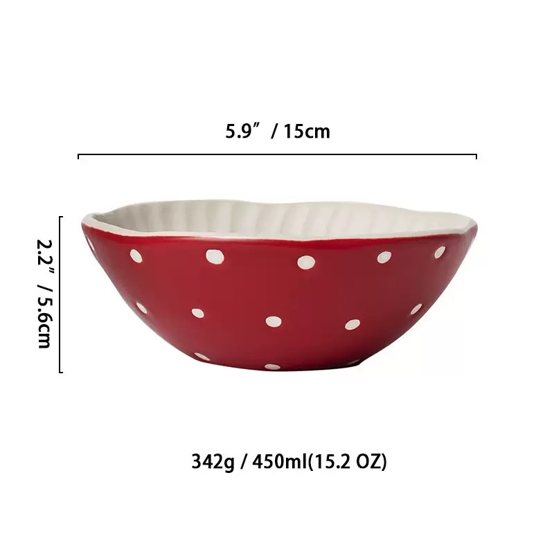 Nuevos modelos INS wind girl heart underglaze color alto nivel de apariencia cerámica rojo champiñones cubiertos tazas cuenco de arroz cuenco de fideos cuenco de ensalada detail image 6
