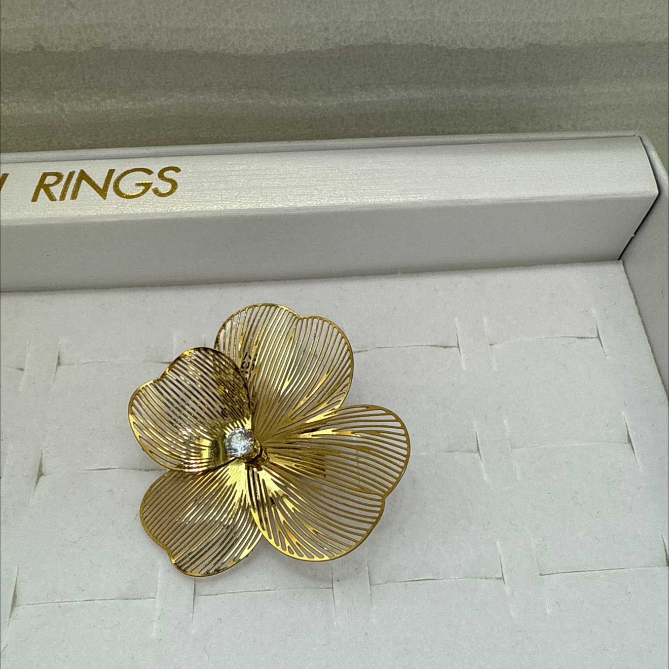 INS时尚潮流跨境新款不锈钢开口可调节戒指女几何简约镀14K金指环详情图2